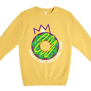 Peace Love And King Cake Design Gift Mardi Gras New Orleans Meaningful Gift Premium Crewneck Sweatshirt