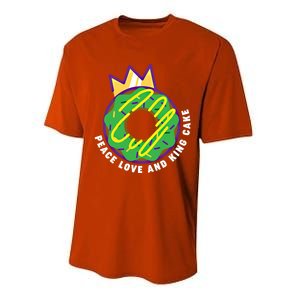 Peace Love And King Cake Design Gift Mardi Gras New Orleans Meaningful Gift Performance Sprint T-Shirt