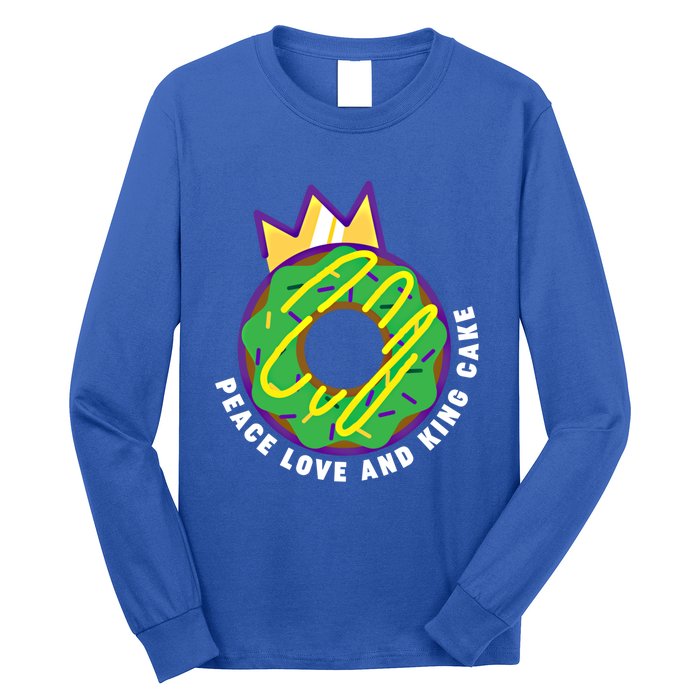 Peace Love And King Cake Design Gift Mardi Gras New Orleans Meaningful Gift Long Sleeve Shirt