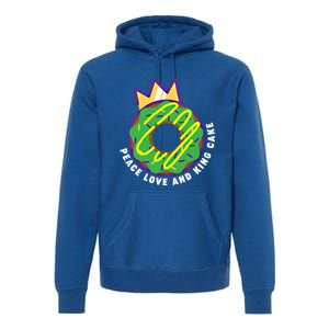 Peace Love And King Cake Design Gift Mardi Gras New Orleans Meaningful Gift Premium Hoodie