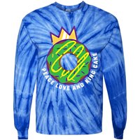 Peace Love And King Cake Design Gift Mardi Gras New Orleans Meaningful Gift Tie-Dye Long Sleeve Shirt