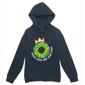 Peace Love And King Cake Design Gift Mardi Gras New Orleans Meaningful Gift Urban Pullover Hoodie