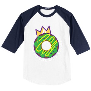 Peace Love And King Cake Design Gift Mardi Gras New Orleans Meaningful Gift Baseball Sleeve Shirt