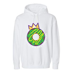 Peace Love And King Cake Design Gift Mardi Gras New Orleans Meaningful Gift Garment-Dyed Fleece Hoodie