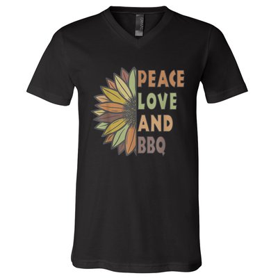 Peace Love And BBQ V-Neck T-Shirt