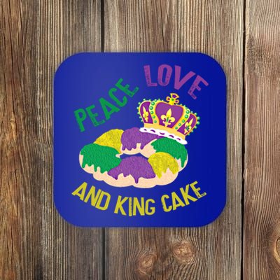 Peace Love And King Cake Mardi Gras 2020 Parade Party Gift Coaster