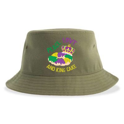 Peace Love And King Cake Mardi Gras 2020 Parade Party Gift Sustainable Bucket Hat