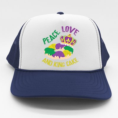 Peace Love And King Cake Mardi Gras 2020 Parade Party Gift Trucker Hat