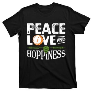 Peace Love And Hoppiness Craft Beer IPA Lovers Brewing T-Shirt