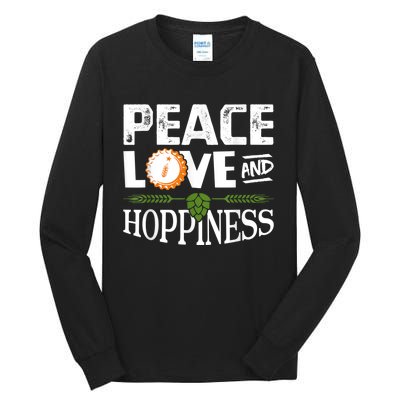 Peace Love And Hoppiness Craft Beer IPA Lovers Brewing Tall Long Sleeve T-Shirt