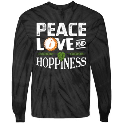 Peace Love And Hoppiness Craft Beer IPA Lovers Brewing Tie-Dye Long Sleeve Shirt