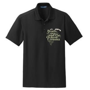 Peace Love And The O.X.F.O.Rd Comma English Grammar Humor Flower Dry Zone Grid Polo