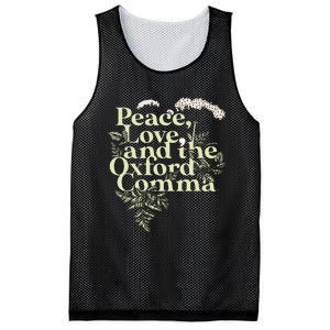 Peace Love And The O.X.F.O.Rd Comma English Grammar Humor Flower Mesh Reversible Basketball Jersey Tank