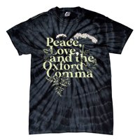 Peace Love And The O.X.F.O.Rd Comma English Grammar Humor Flower Tie-Dye T-Shirt