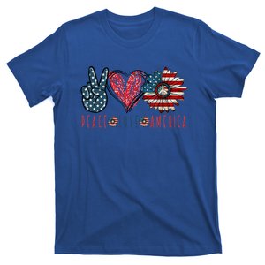 Peace Love America Sunflower Funny Gift T-Shirt