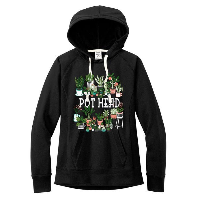 Plant Lover And Gardener Pot Head Succulent Women's Fleece Hoodie