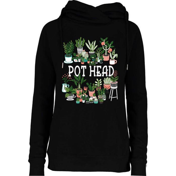 Plant Lover And Gardener Pot Head Succulent Womens Funnel Neck Pullover Hood