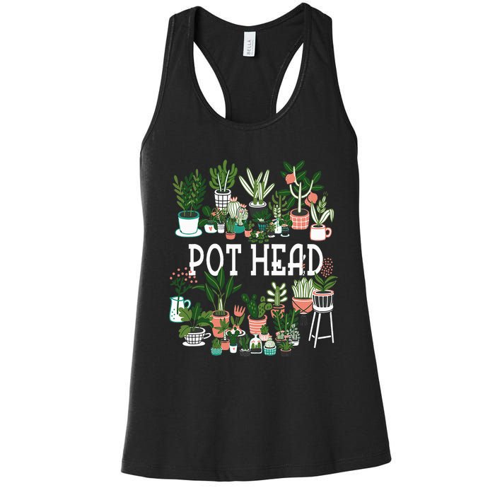 Plant Lover And Gardener Pot Head Succulent Women's Racerback Tank