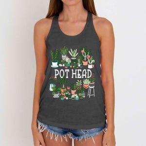 Plant Lover And Gardener Pot Head Succulent Women's Knotted Racerback Tank