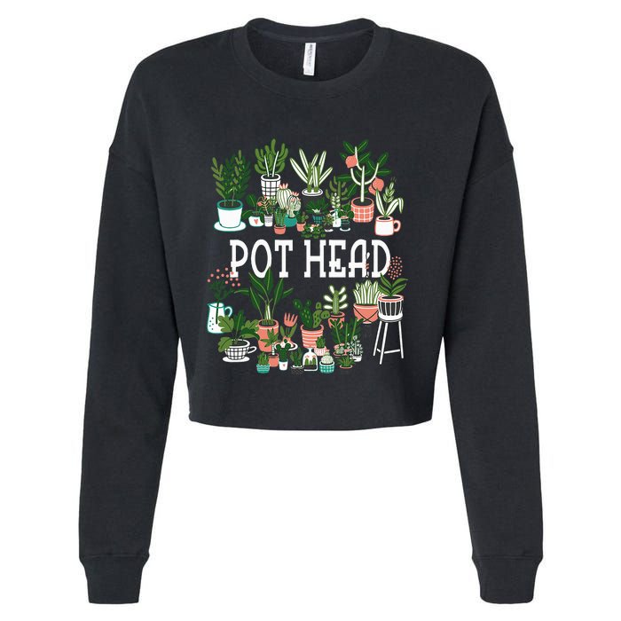 Plant Lover And Gardener Pot Head Succulent Cropped Pullover Crew