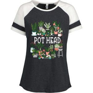 Plant Lover And Gardener Pot Head Succulent Enza Ladies Jersey Colorblock Tee