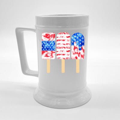 Peace Love America Sunflower Red White Blue Tie Dye 4th July Cool Gift Beer Stein