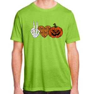 Peace Love And Pumpkins Halloween Skeleton Fall Cute Gift Adult ChromaSoft Performance T-Shirt