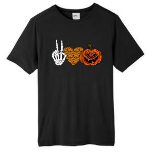 Peace Love And Pumpkins Halloween Skeleton Fall Cute Gift Tall Fusion ChromaSoft Performance T-Shirt