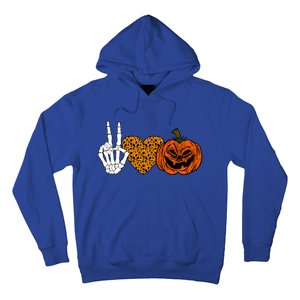 Peace Love And Pumpkins Halloween Skeleton Fall Cute Gift Hoodie