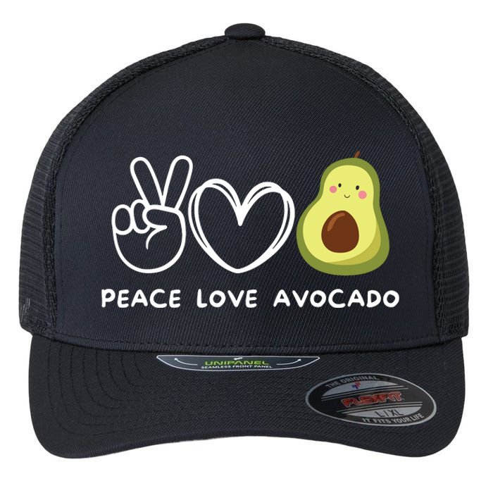 Peace Love Avocado Retro Avocado Lover Fruit Lover Flexfit Unipanel Trucker Cap