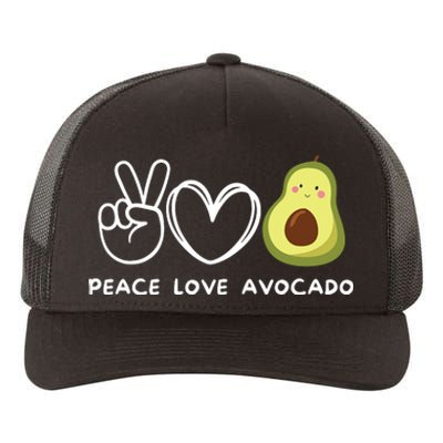 Peace Love Avocado Retro Avocado Lover Fruit Lover Yupoong Adult 5-Panel Trucker Hat