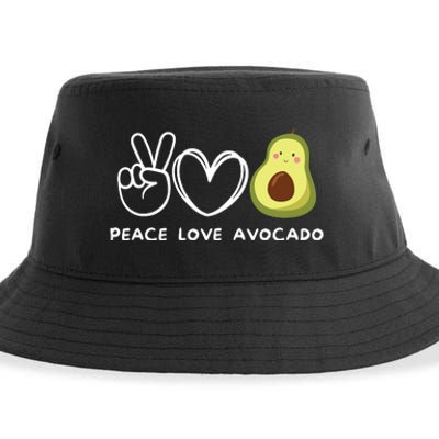 Peace Love Avocado Retro Avocado Lover Fruit Lover Sustainable Bucket Hat