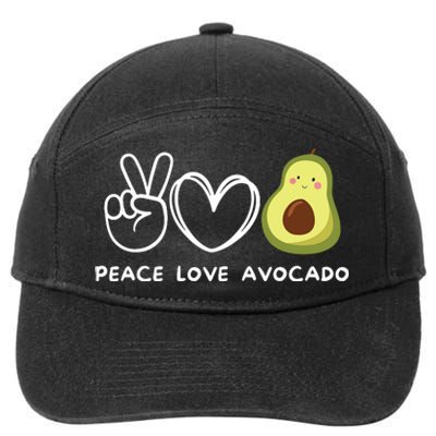 Peace Love Avocado Retro Avocado Lover Fruit Lover 7-Panel Snapback Hat