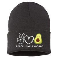 Peace Love Avocado Retro Avocado Lover Fruit Lover Sustainable Knit Beanie