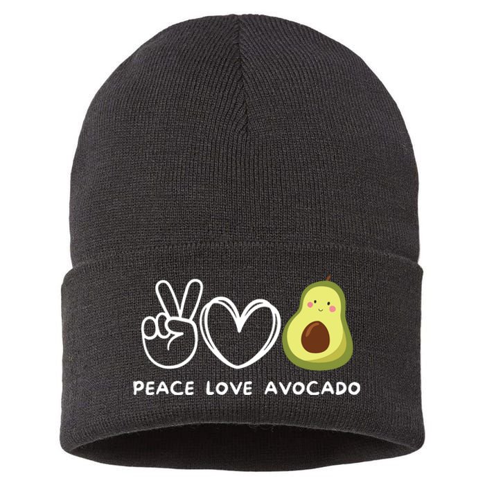 Peace Love Avocado Retro Avocado Lover Fruit Lover Sustainable Knit Beanie