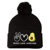 Peace Love Avocado Retro Avocado Lover Fruit Lover Pom Pom 12in Knit Beanie