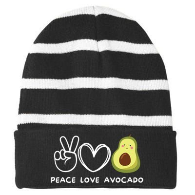 Peace Love Avocado Retro Avocado Lover Fruit Lover Striped Beanie with Solid Band