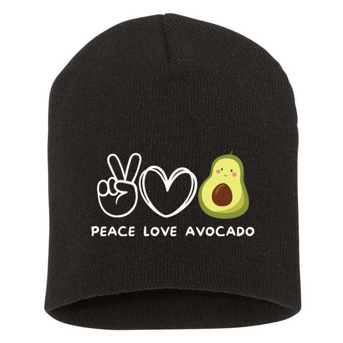 Peace Love Avocado Retro Avocado Lover Fruit Lover Short Acrylic Beanie