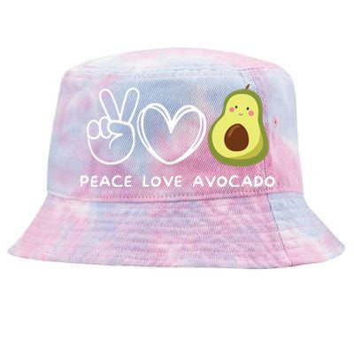 Peace Love Avocado Retro Avocado Lover Fruit Lover Tie-Dyed Bucket Hat