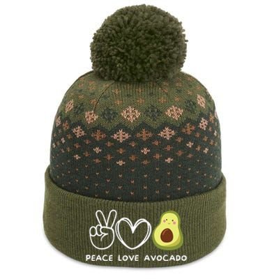 Peace Love Avocado Retro Avocado Lover Fruit Lover The Baniff Cuffed Pom Beanie