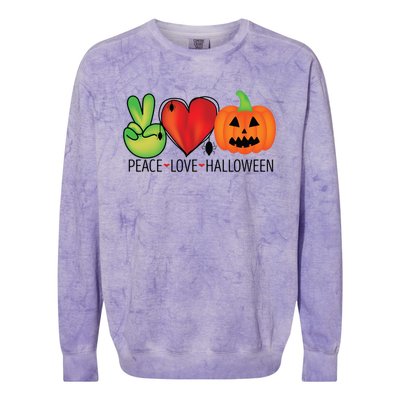 Peace Love And Halloween Gift Colorblast Crewneck Sweatshirt