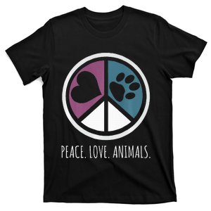 Peace Love Animals Cute Pet Lover Animal Lover Animal Rescue T-Shirt