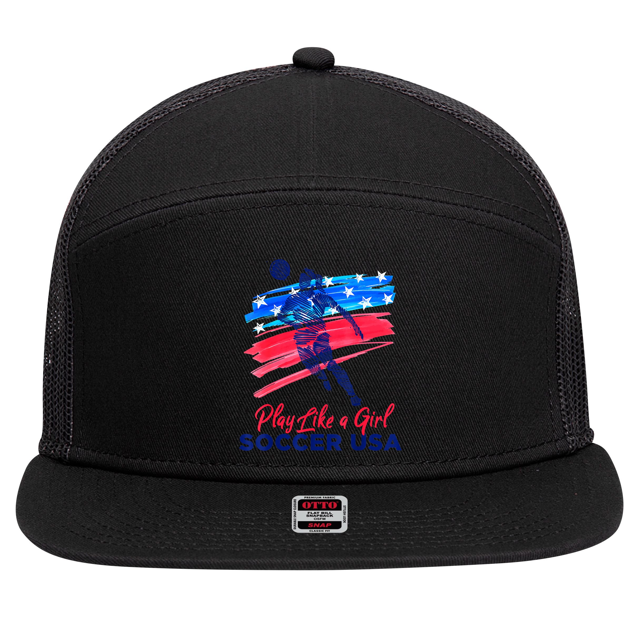 Play Like A Girl USA Soccer Team Shirt USA Womens Football 7 Panel Mesh Trucker Snapback Hat