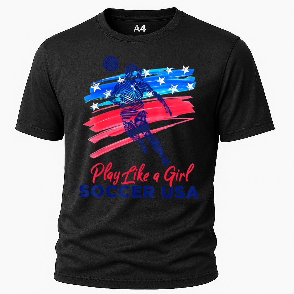 Play Like A Girl USA Soccer Team Shirt USA Womens Football Cooling Performance Crew T-Shirt