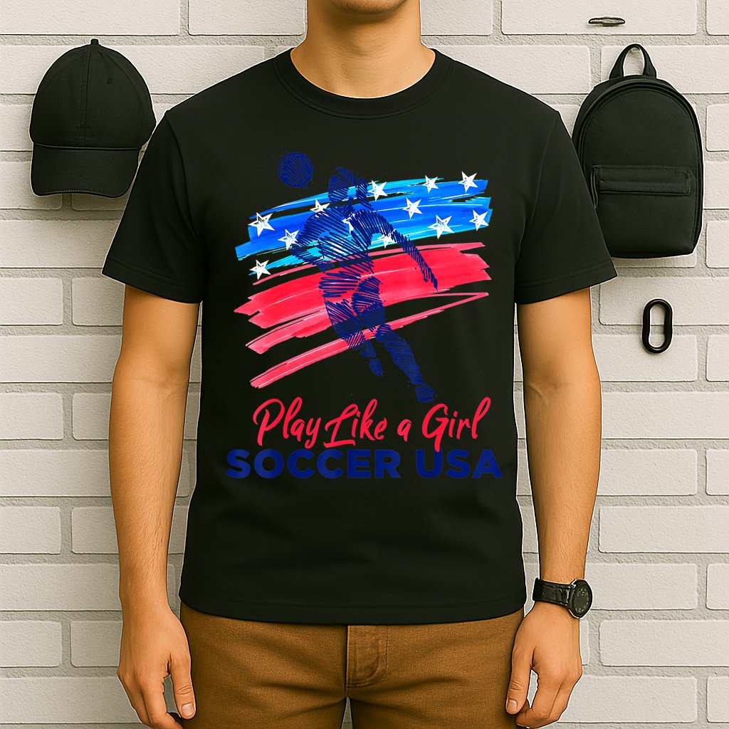 Play Like A Girl USA Soccer Team Shirt USA Womens Football T-Shirt