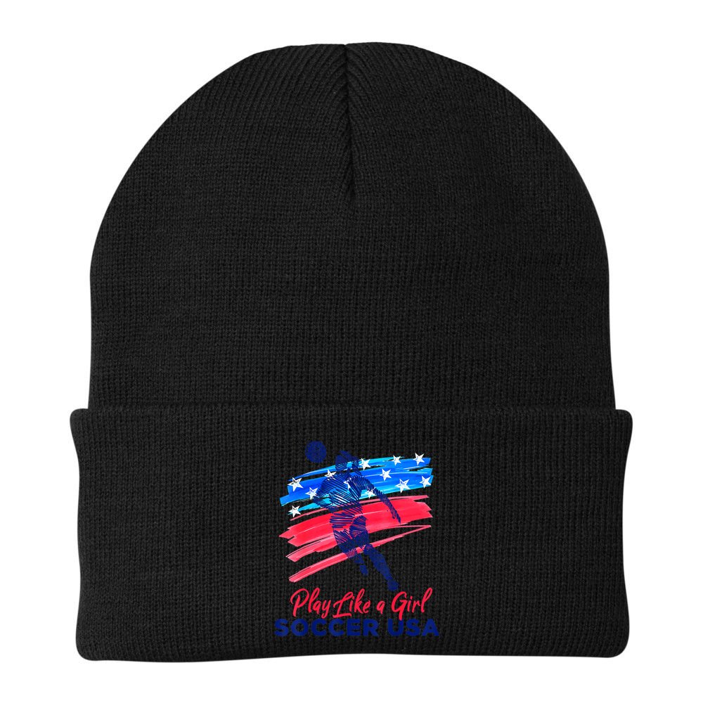 Play Like A Girl USA Soccer Team Shirt USA Womens Football Beanie