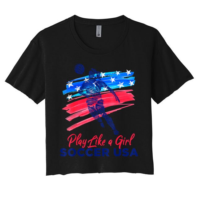 Play Like A Girl USA Soccer Team Shirt USA Womens Football Crop Top