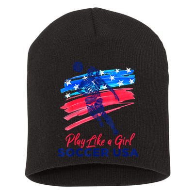 Play Like A Girl USA Soccer Team Shirt USA Womens Football Short Acrylic Beanie