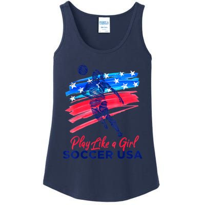 Play Like A Girl USA Soccer Team Shirt USA Womens Football Ladies Essential Tank