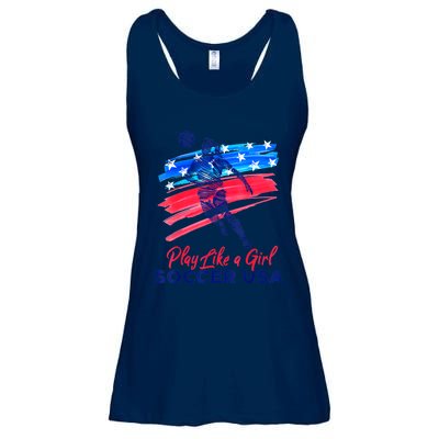 Play Like A Girl USA Soccer Team Shirt USA Womens Football Ladies Essential Flowy Tank